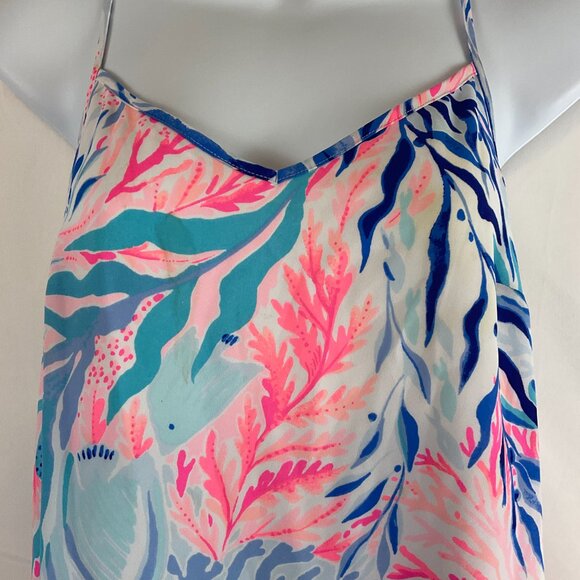 Lilly Pulitzer Dusk Top XS Blue White Pink Adjustable Spaghetti Strap - Picture 3 of 10